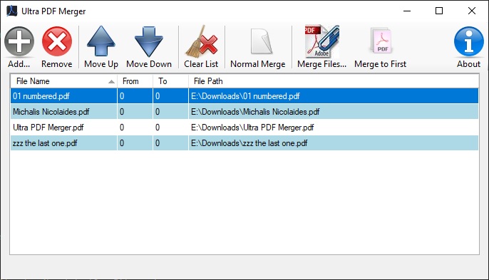 UltraPDFMerger sort functionality